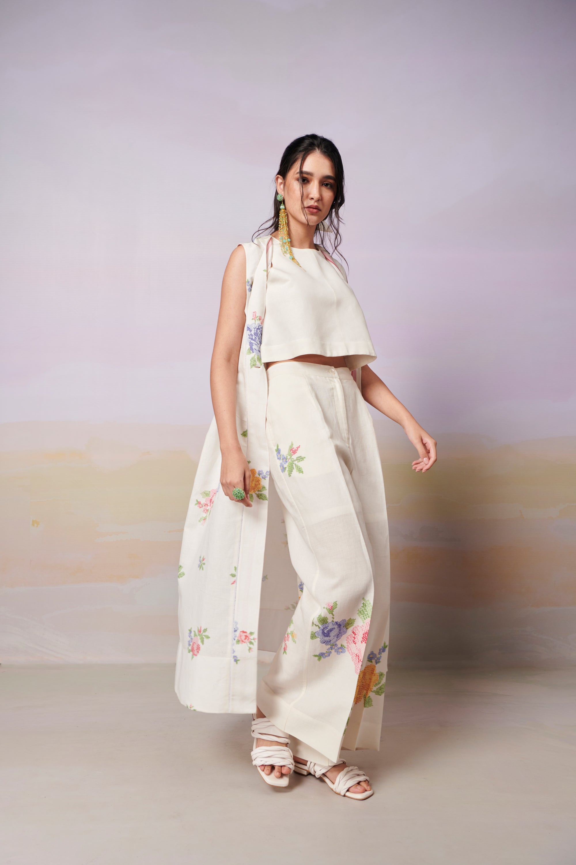 Summer Rose sleeveless Overlay Co-Ord Set