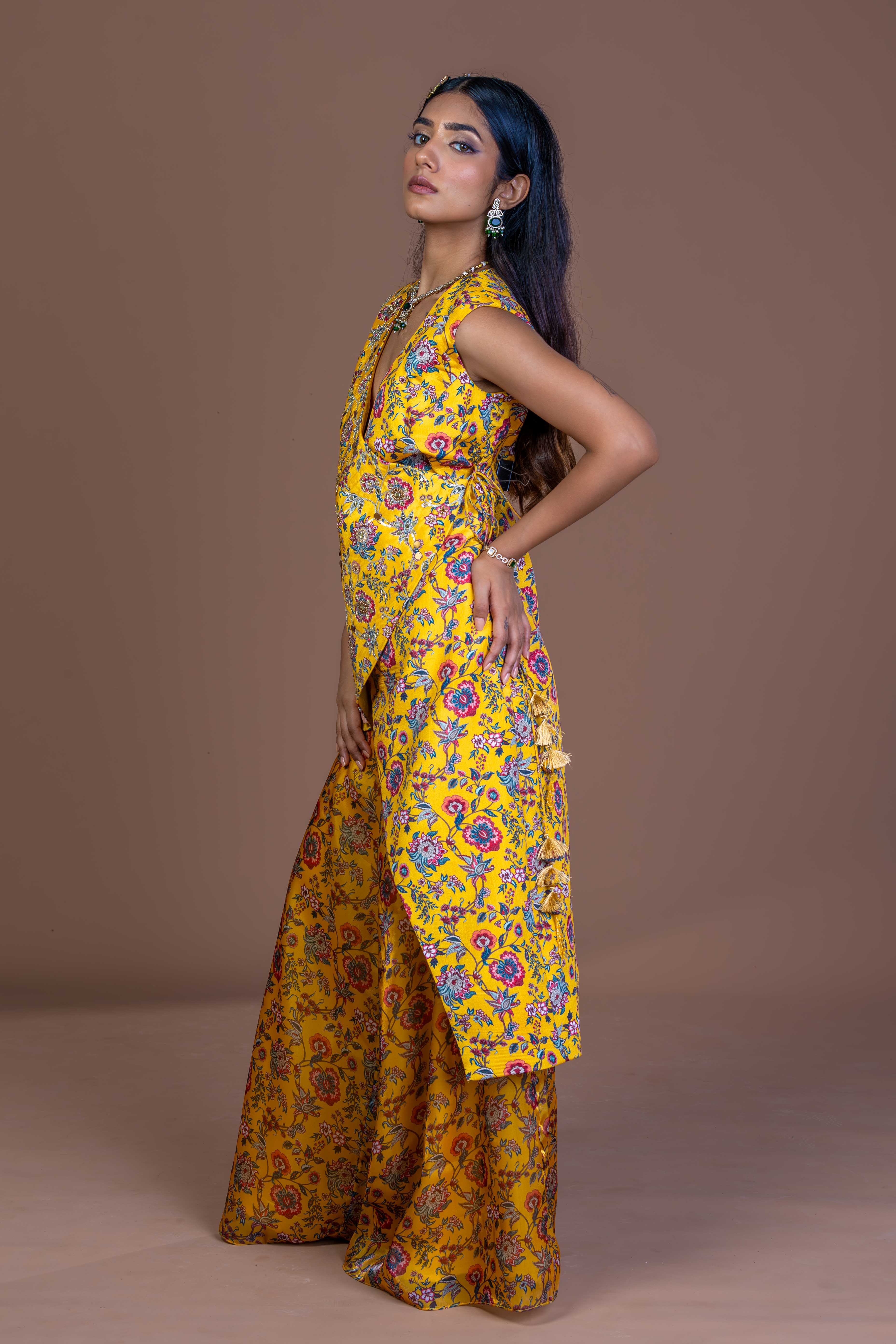 Sunlit Drape Layered Kurta with Palazo Coord Set