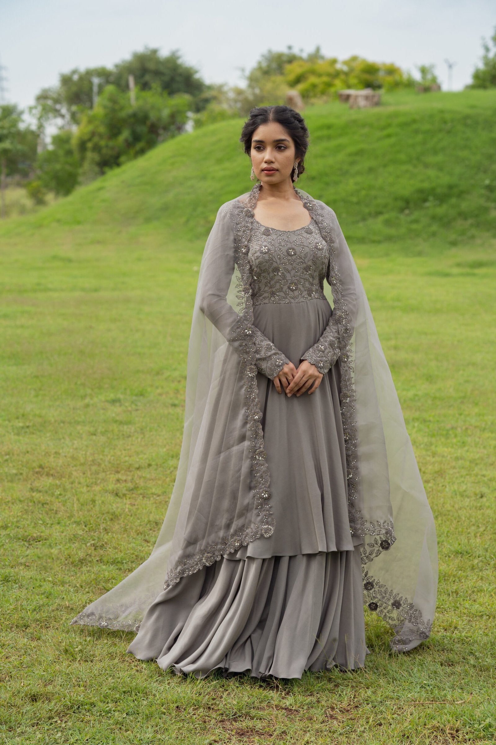 chinese dress ladies Vintage Double Layer Anarkali Set