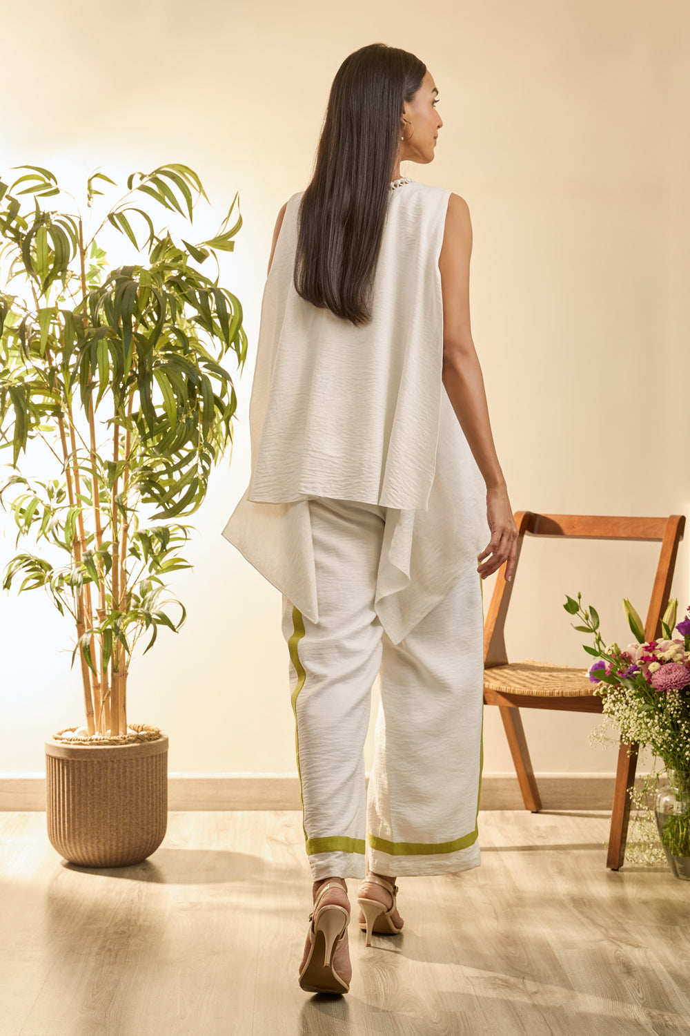 White Soft Bloom Co-Ord Set With Intricate Detailing