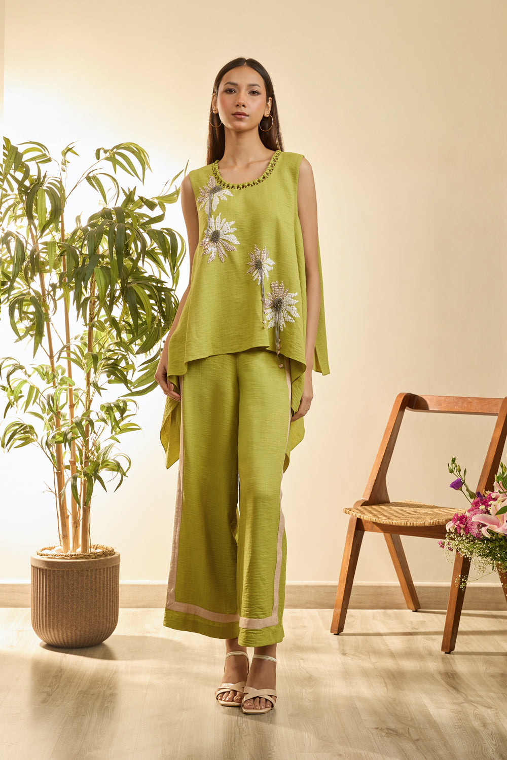 Yellow Soft Bloom Co-Ord Set With Intricate Detailing