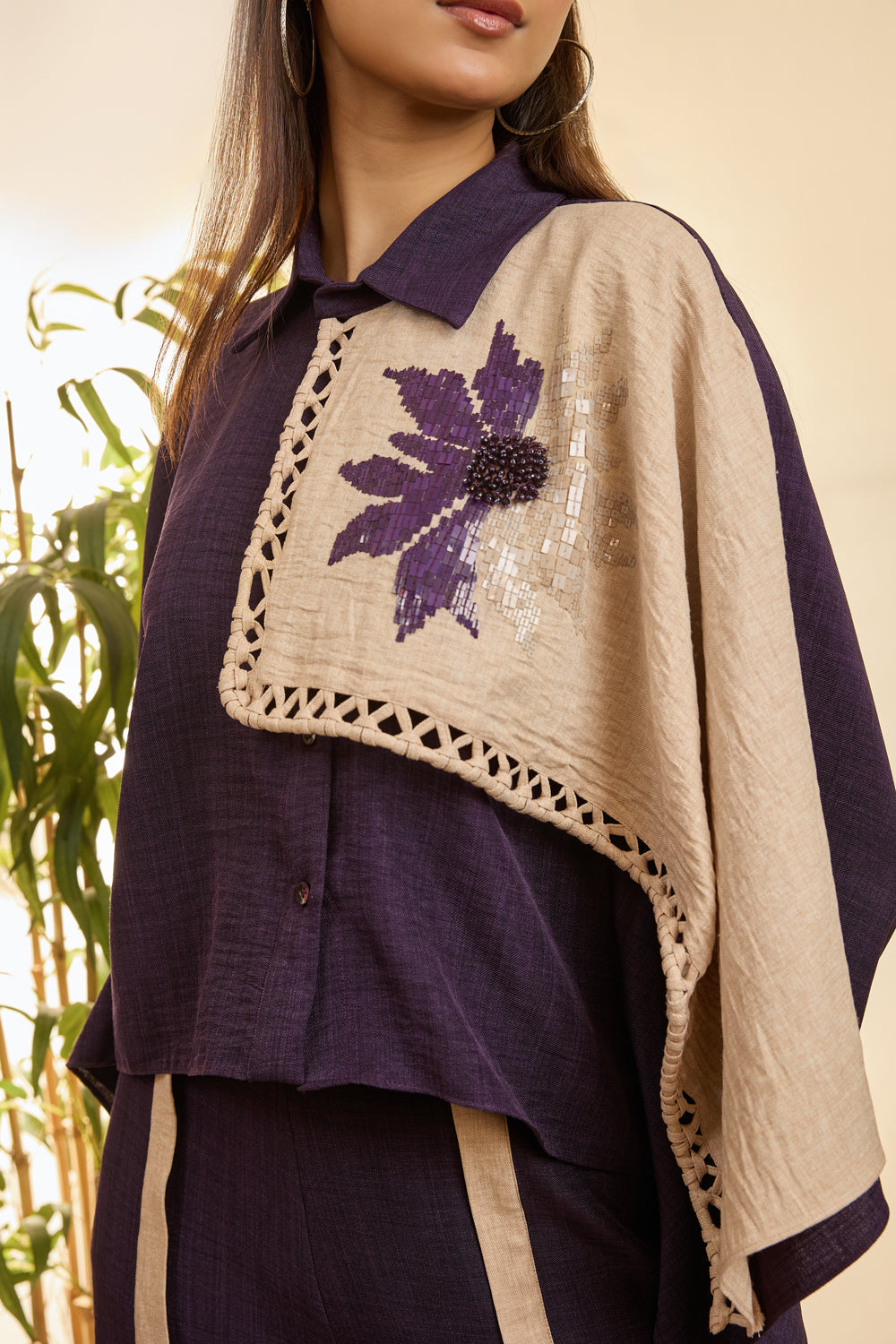Purple Poncho Style Coord