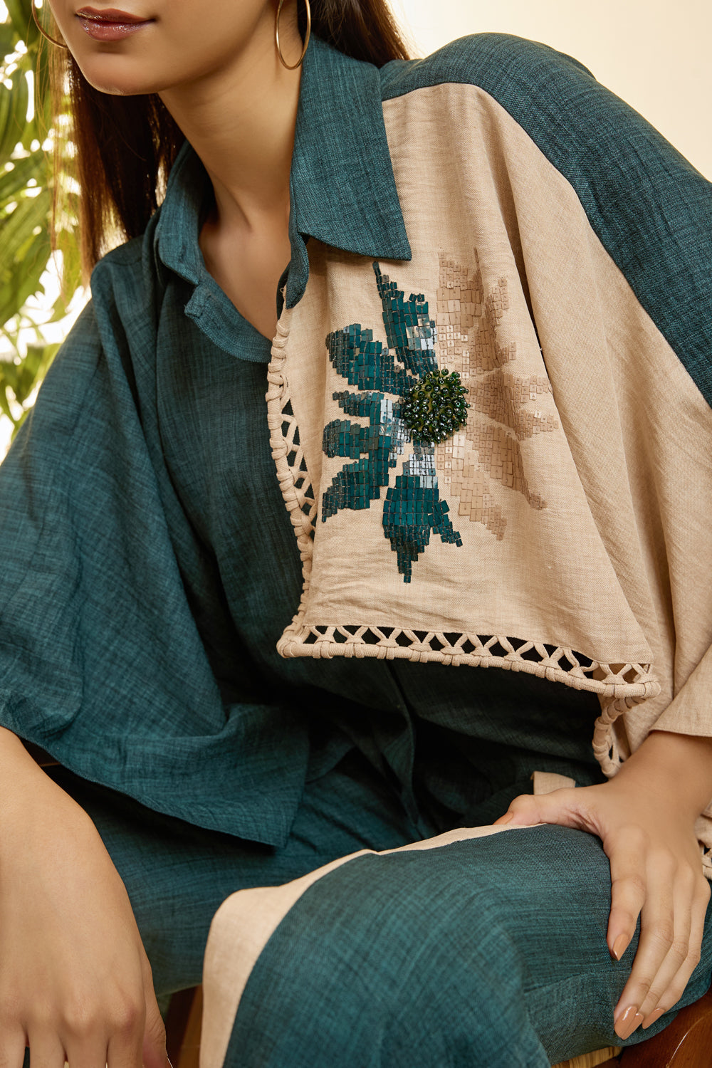 Green Poncho Style Coord