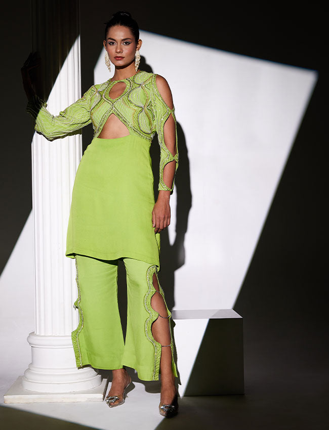 CY Saadgi Nagpal Meadow Mist Co-Ord Set Front 2