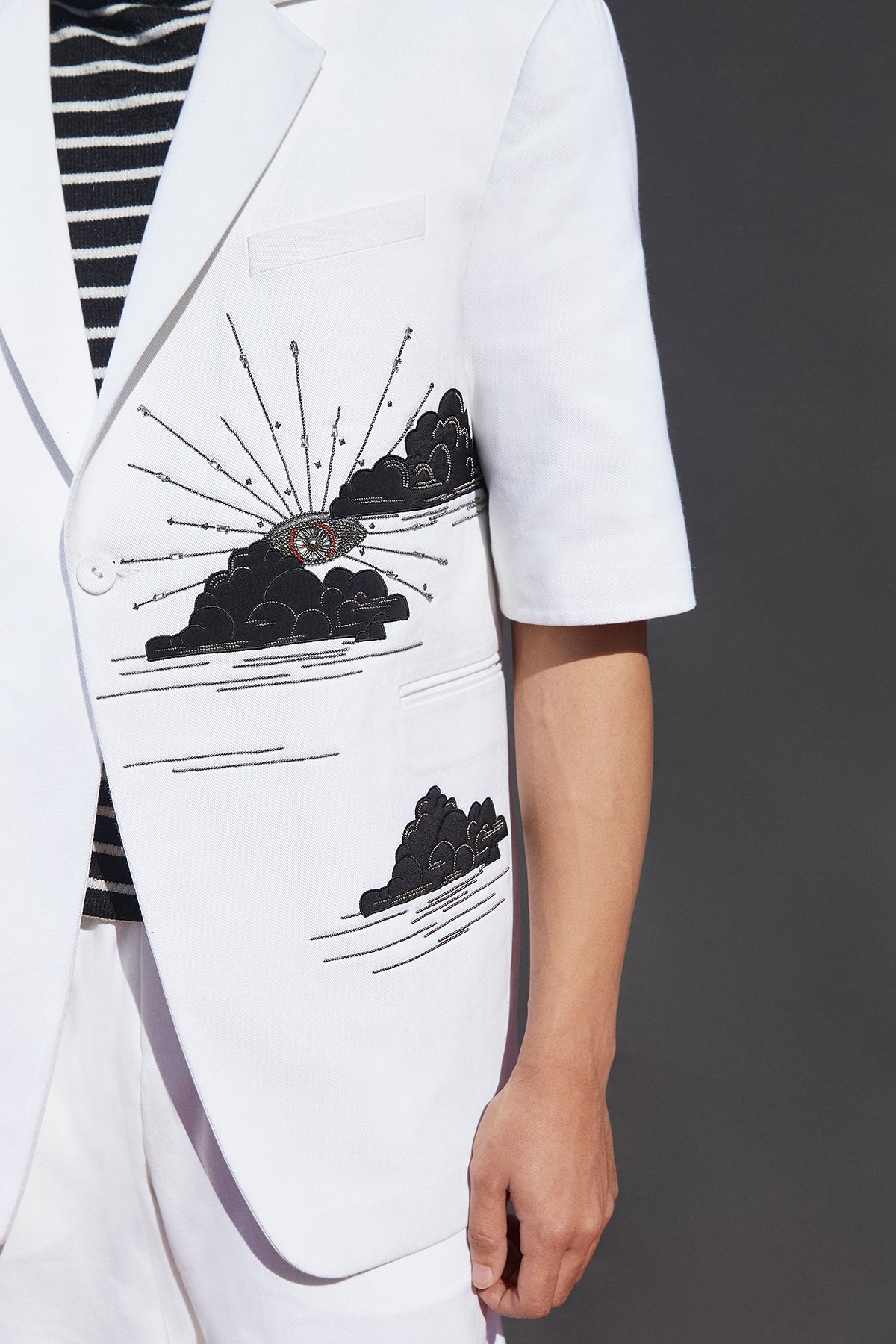 Eye Clouds Half Sleevess Blazer