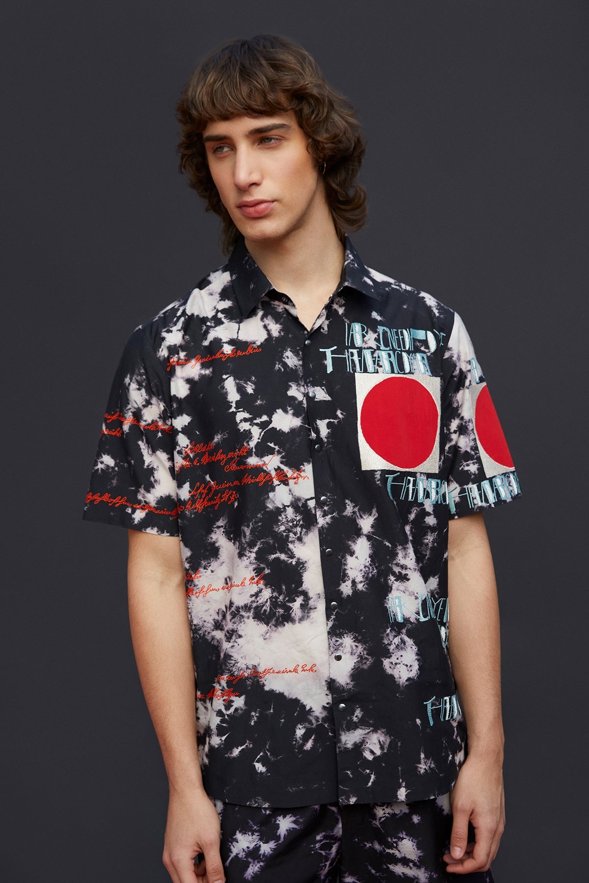 Scribble Half Sleeves Boxy Shirt