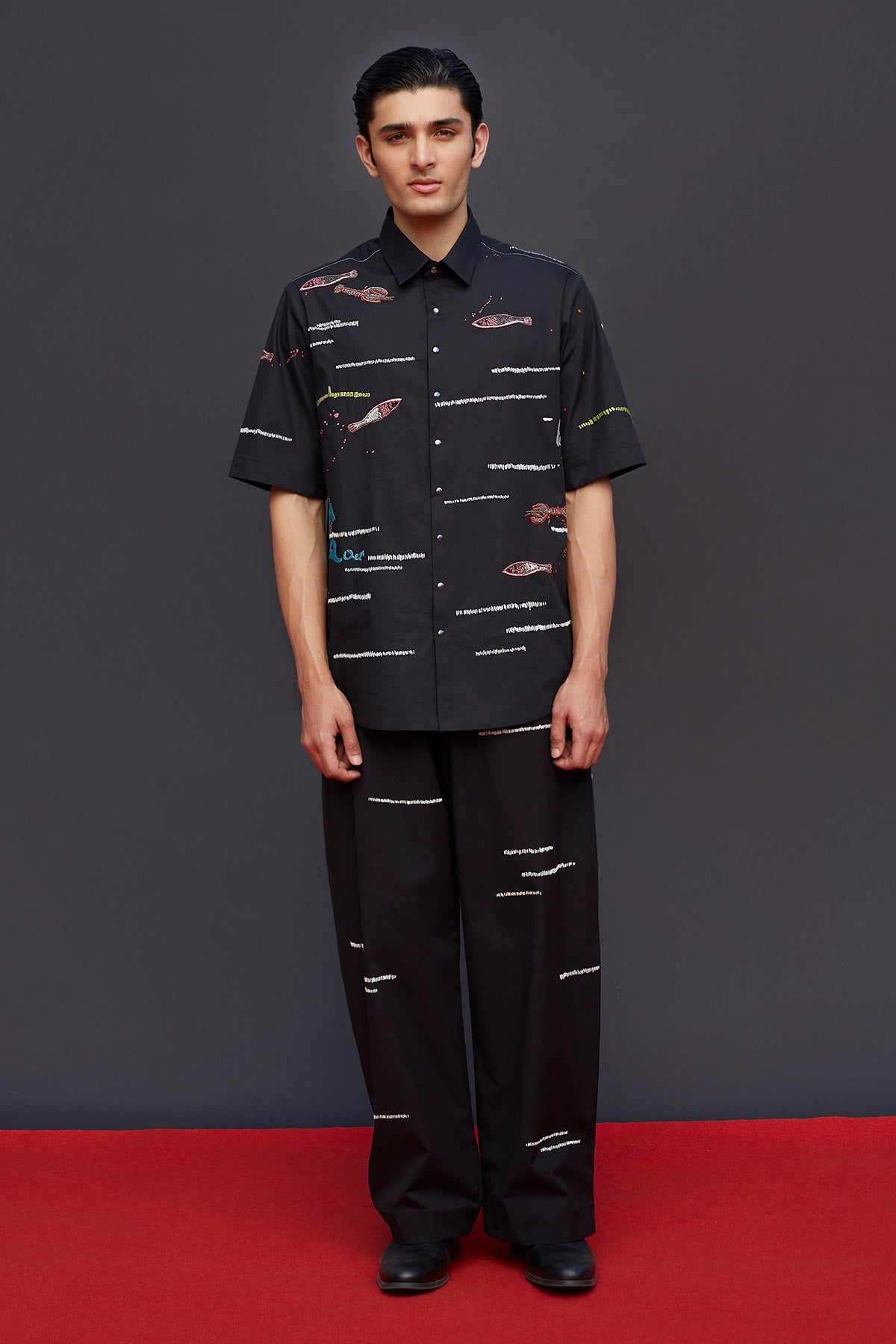 Fish And Prawns Half Sleevess Boxy Shirt