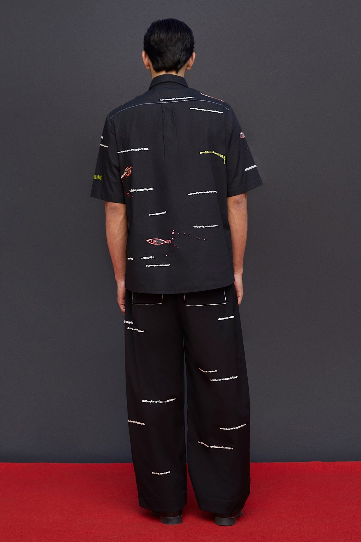 Baggy Pants Of "(Fish And Prawns Half Sleevess Boxy Shirt)"