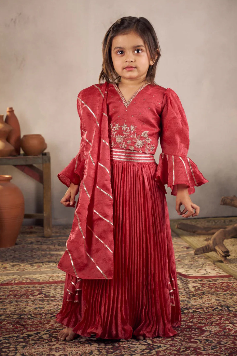 CHERRY RED LEHENGA SET