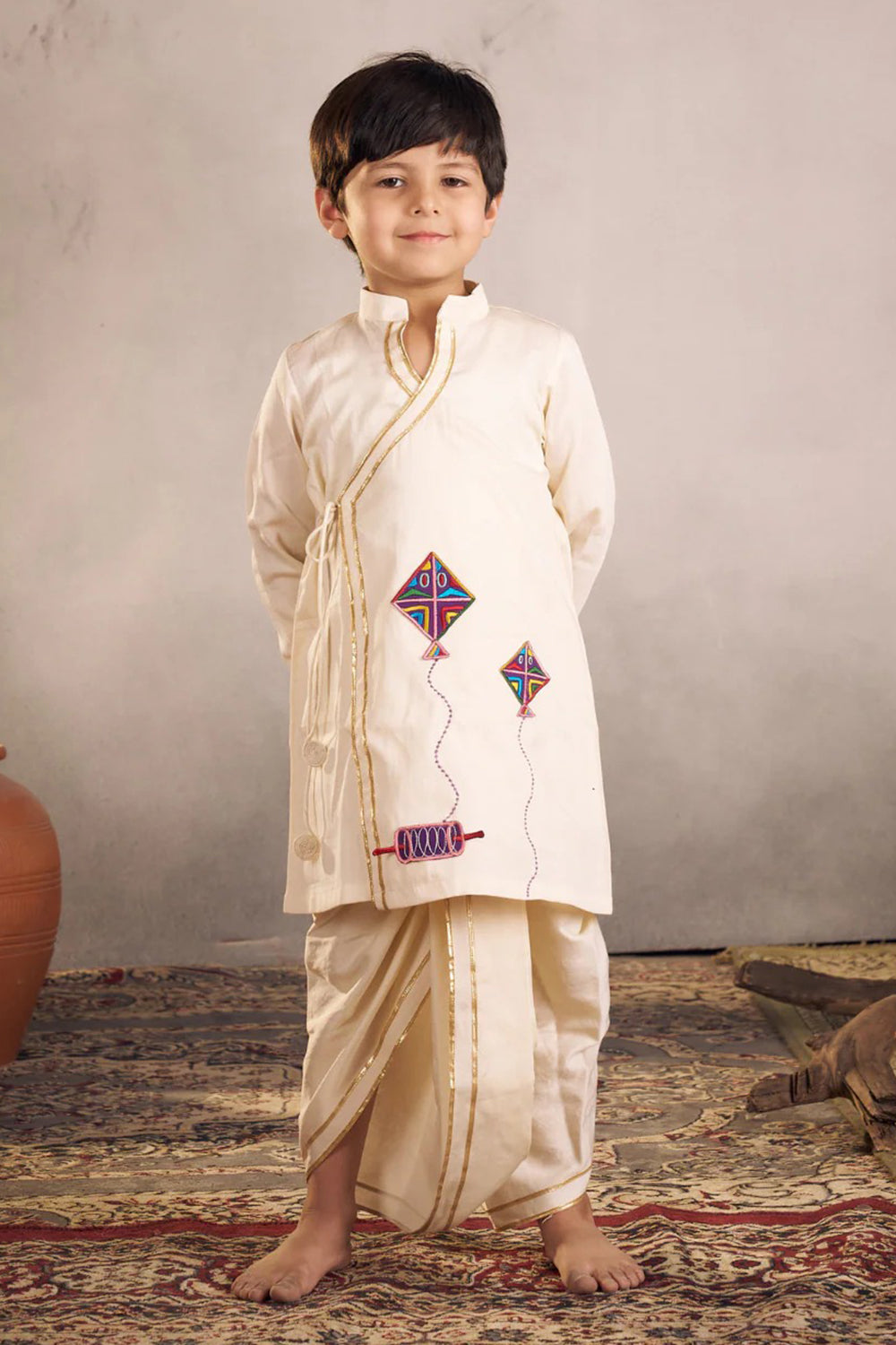 WHITE KITE DHOTI SET