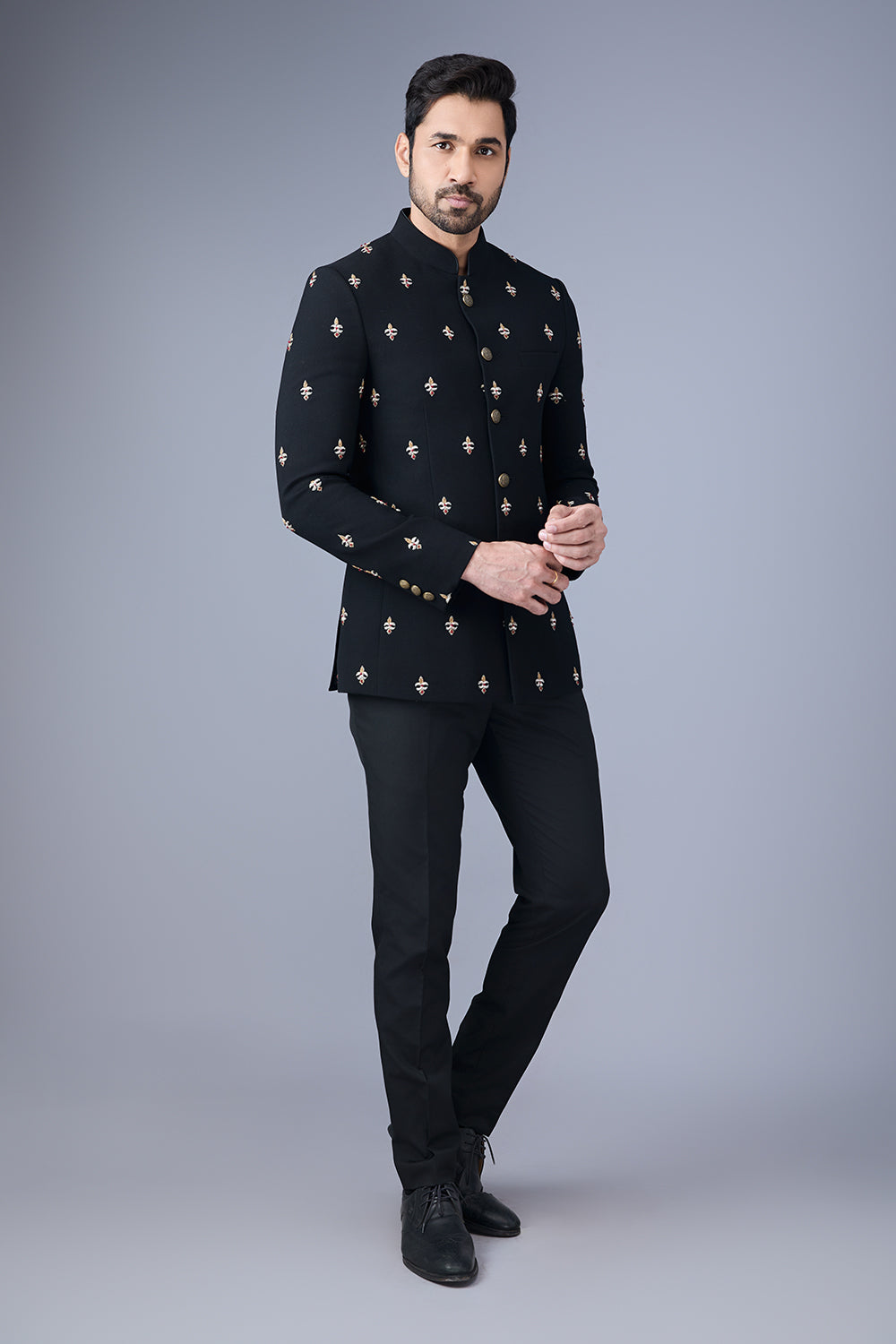 Black Embroidered Bandhgala