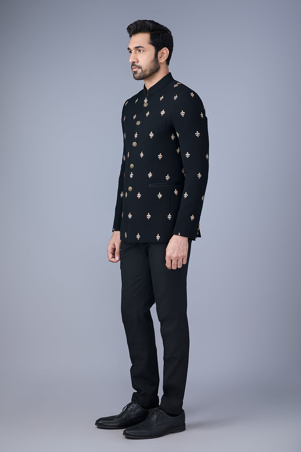 Black Embroidered Bandhgala