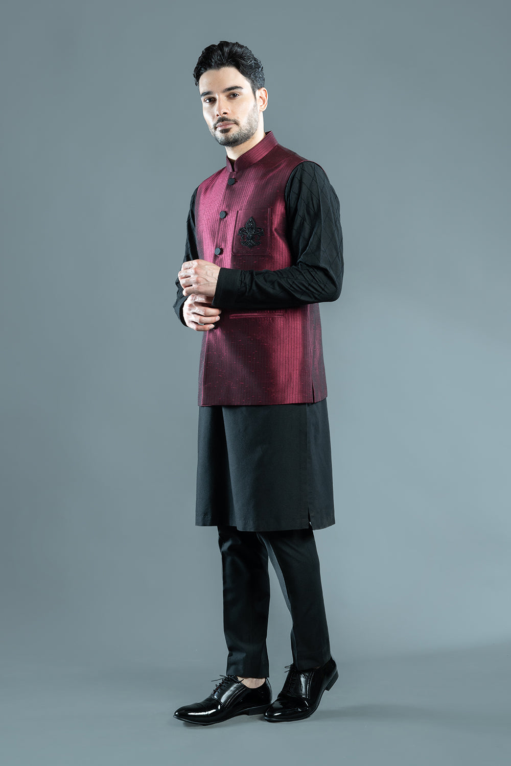 Maroon Embroidered Bundi