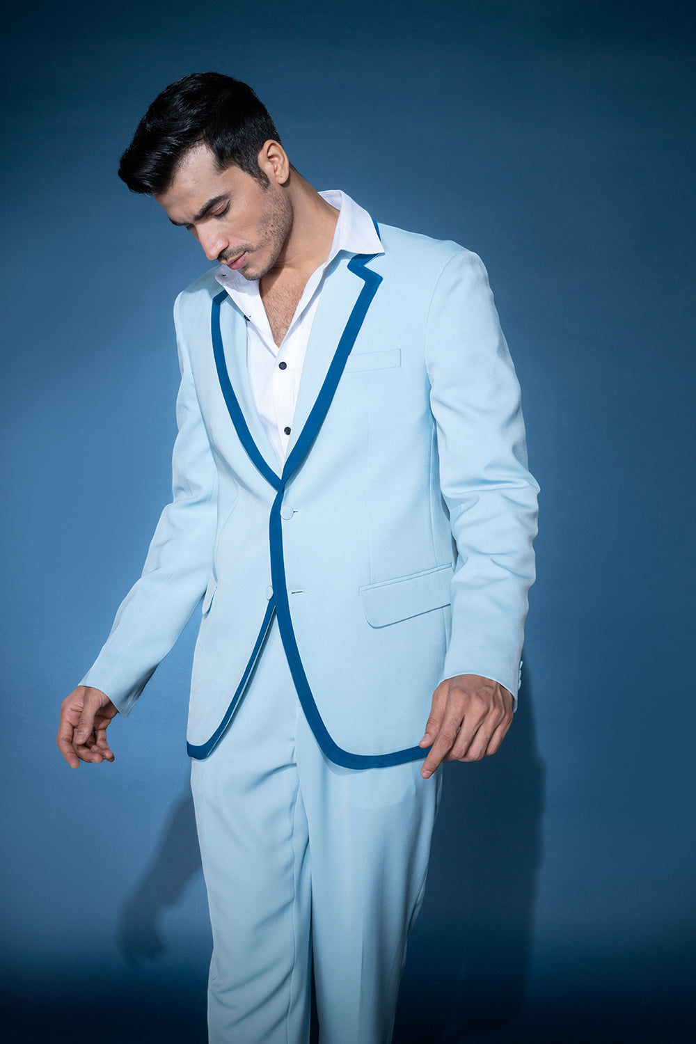 Celeste Blue Two Button Jacket Set