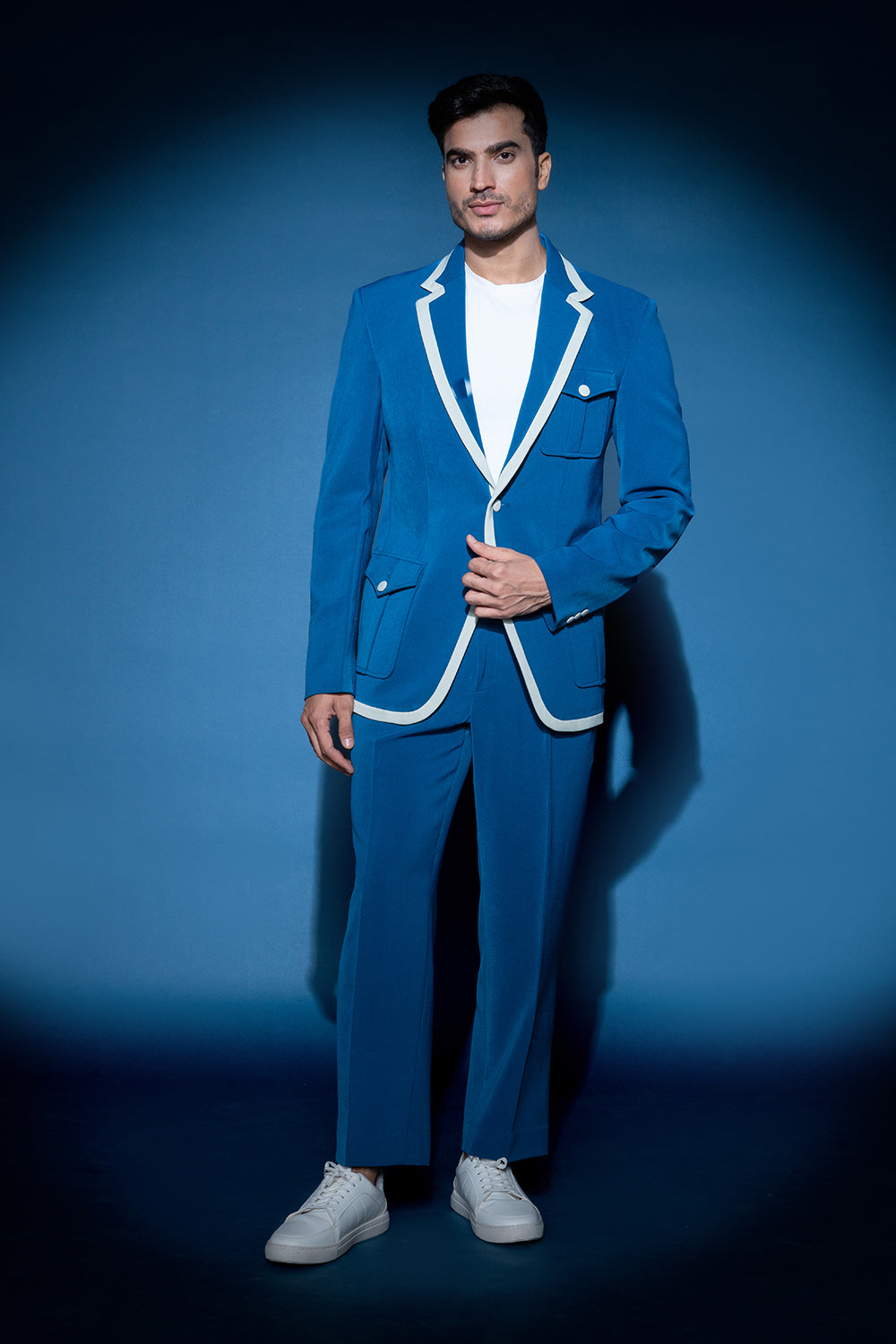 Cobalt Blue Jacket With Notch Lapel