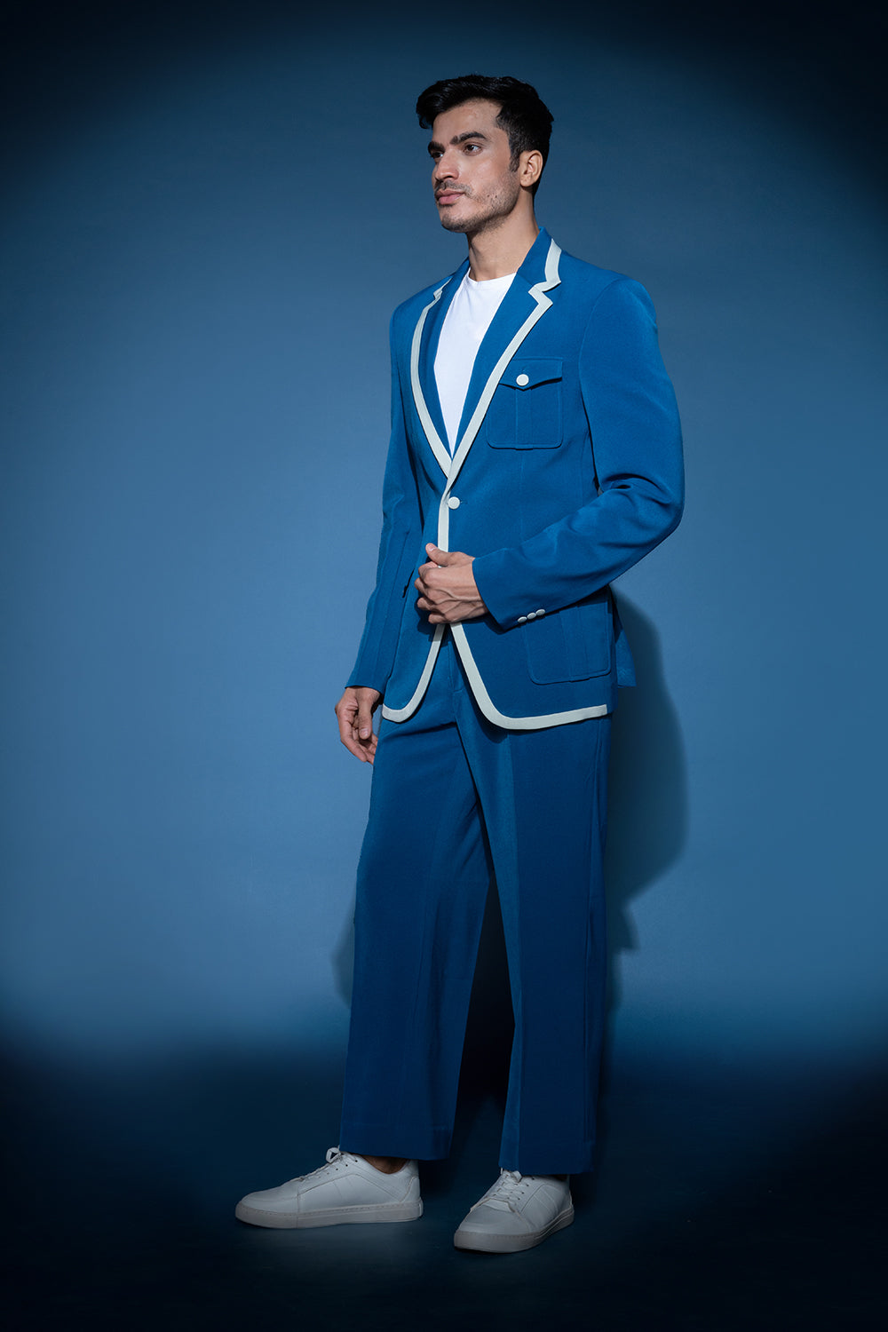 Cobalt Blue Jacket With Notch Lapel