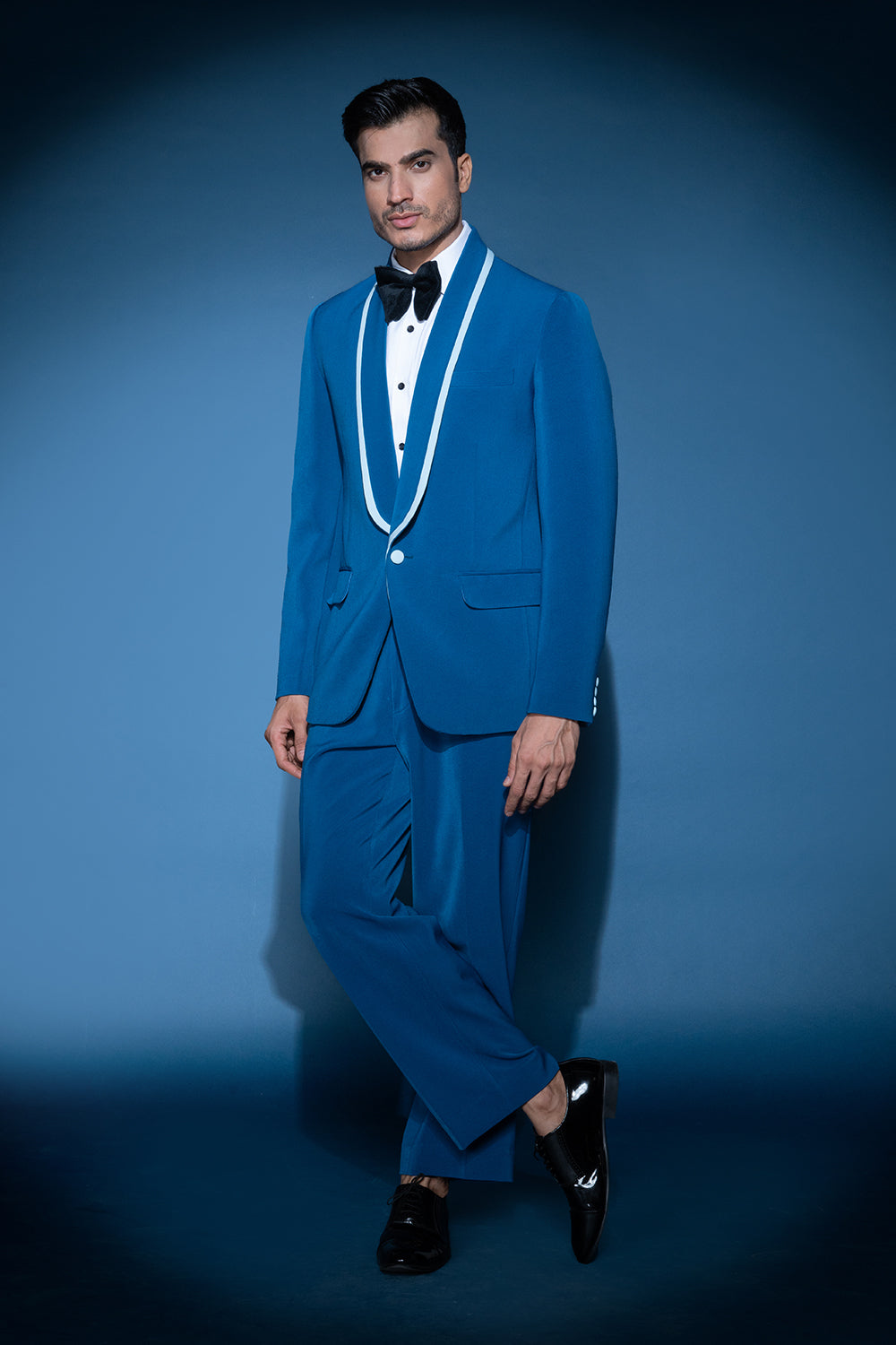 Cobalt Blue Jacket With Shawl Lapel