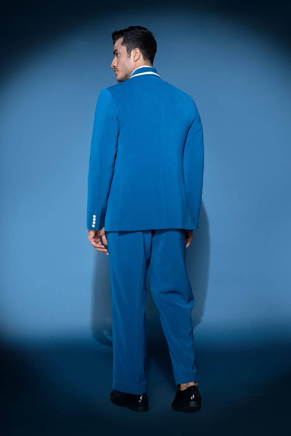 Cobalt Blue Jacket With Shawl Lapel