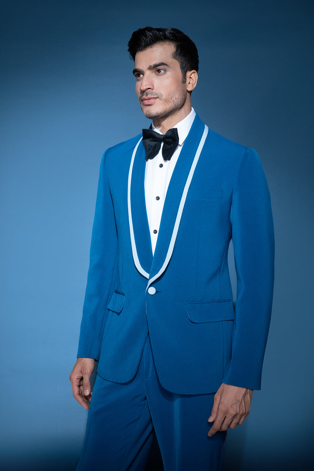 Cobalt Blue Jacket With Shawl Lapel