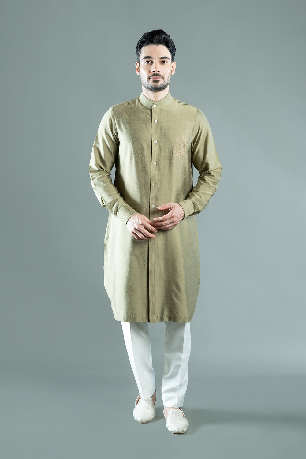 Green Aari Work Kurta