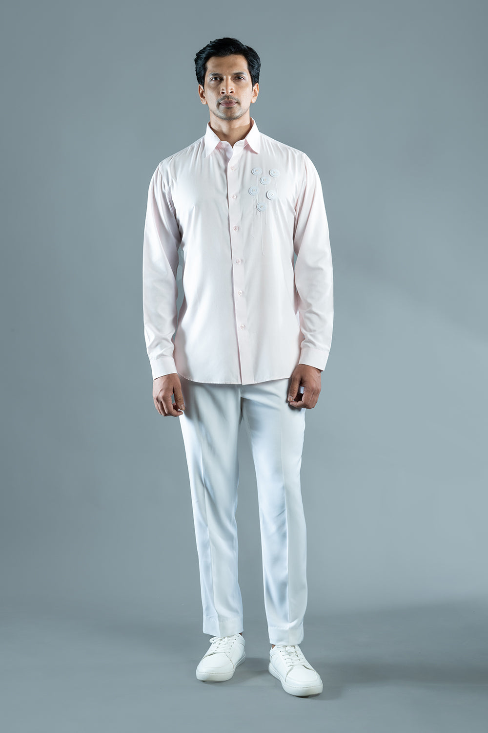 Light Pink Felt Embroidered Shirt