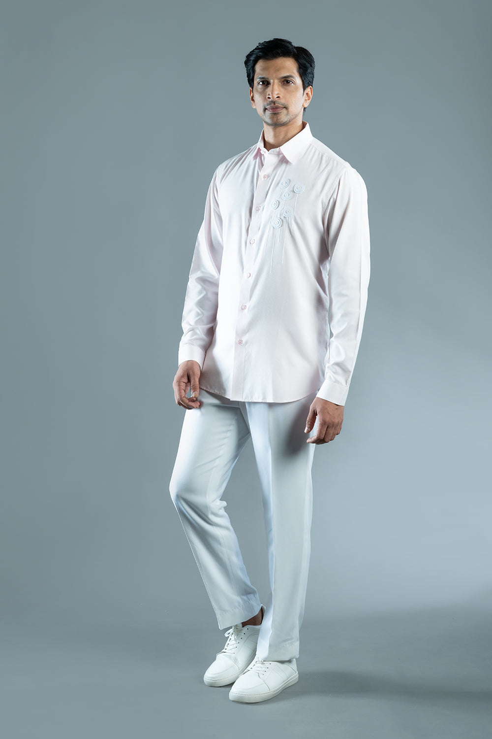 Light Pink Felt Embroidered Shirt