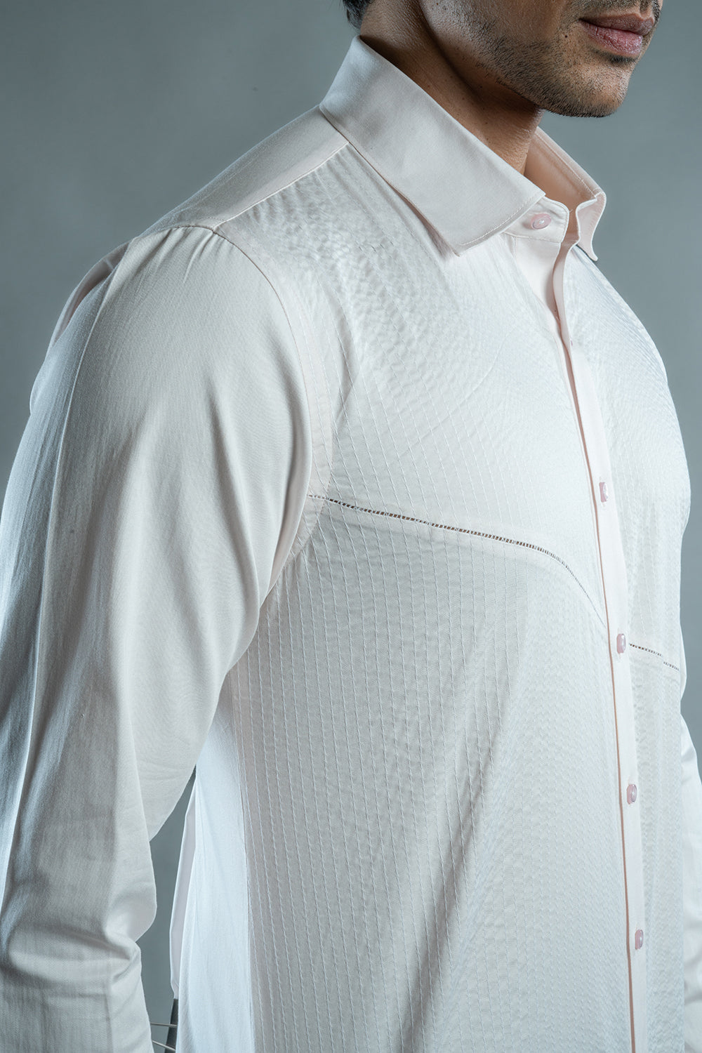 Light Pink Cotton Textured Shirt