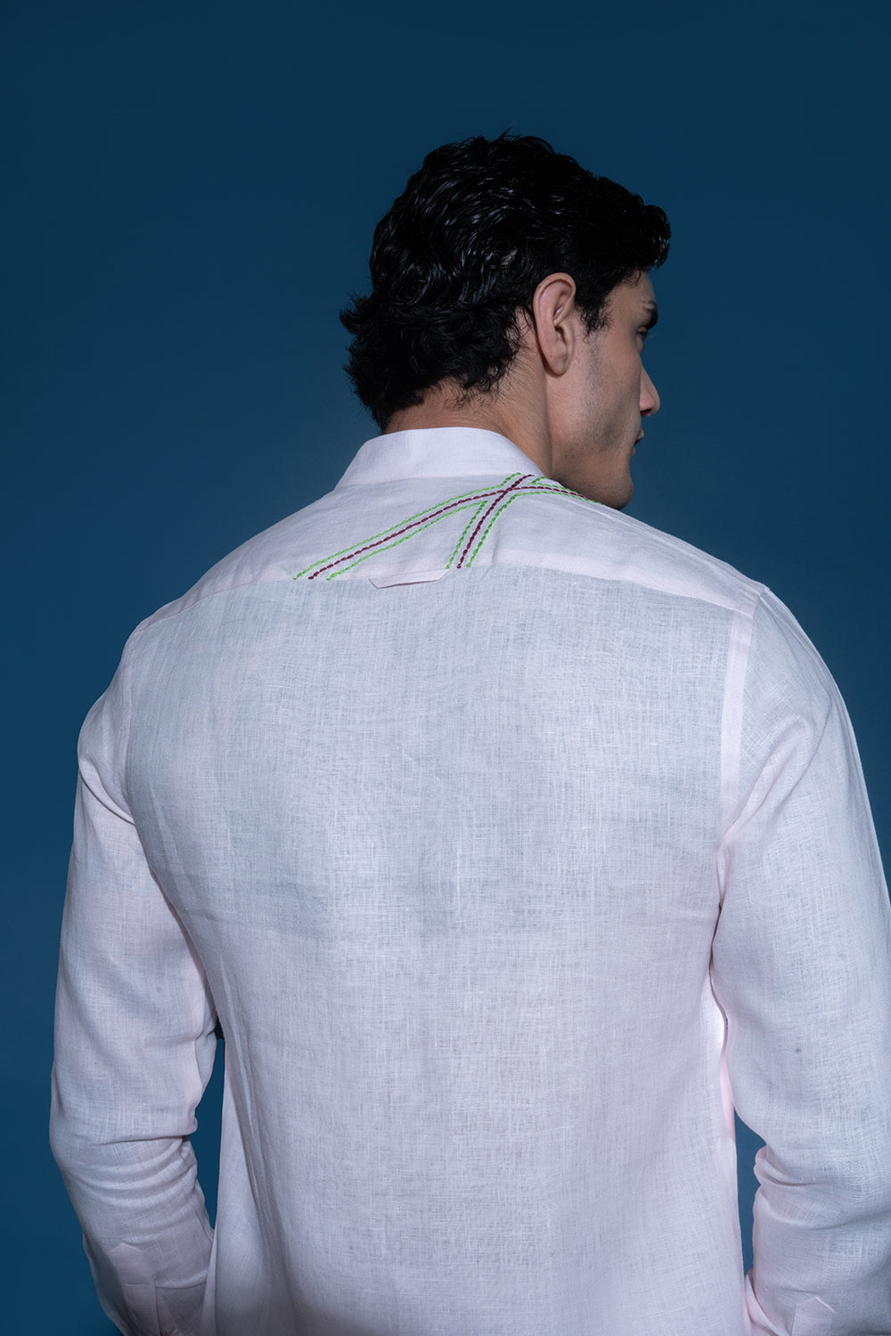 Light Pink Embroidered Linen Shirt