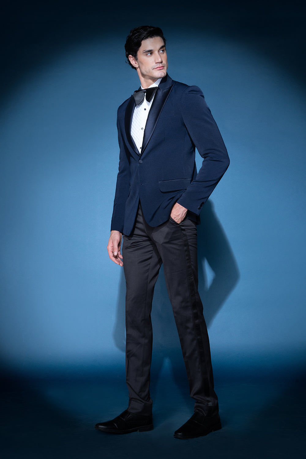 Navy Blue Satin Lapel Tuxedo Vmtu21