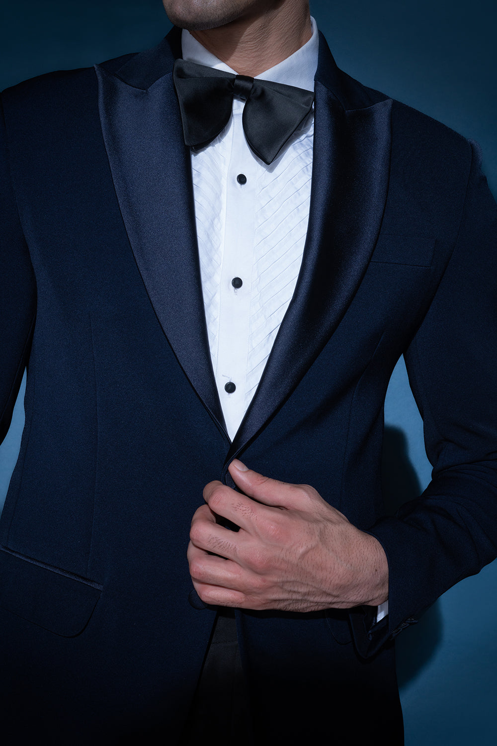 Navy Blue Satin Lapel Tuxedo Vmtu21
