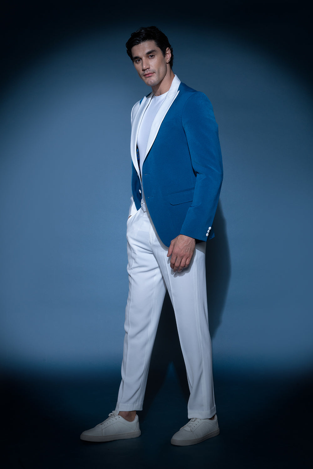 Blue & White Color Block Jacket
