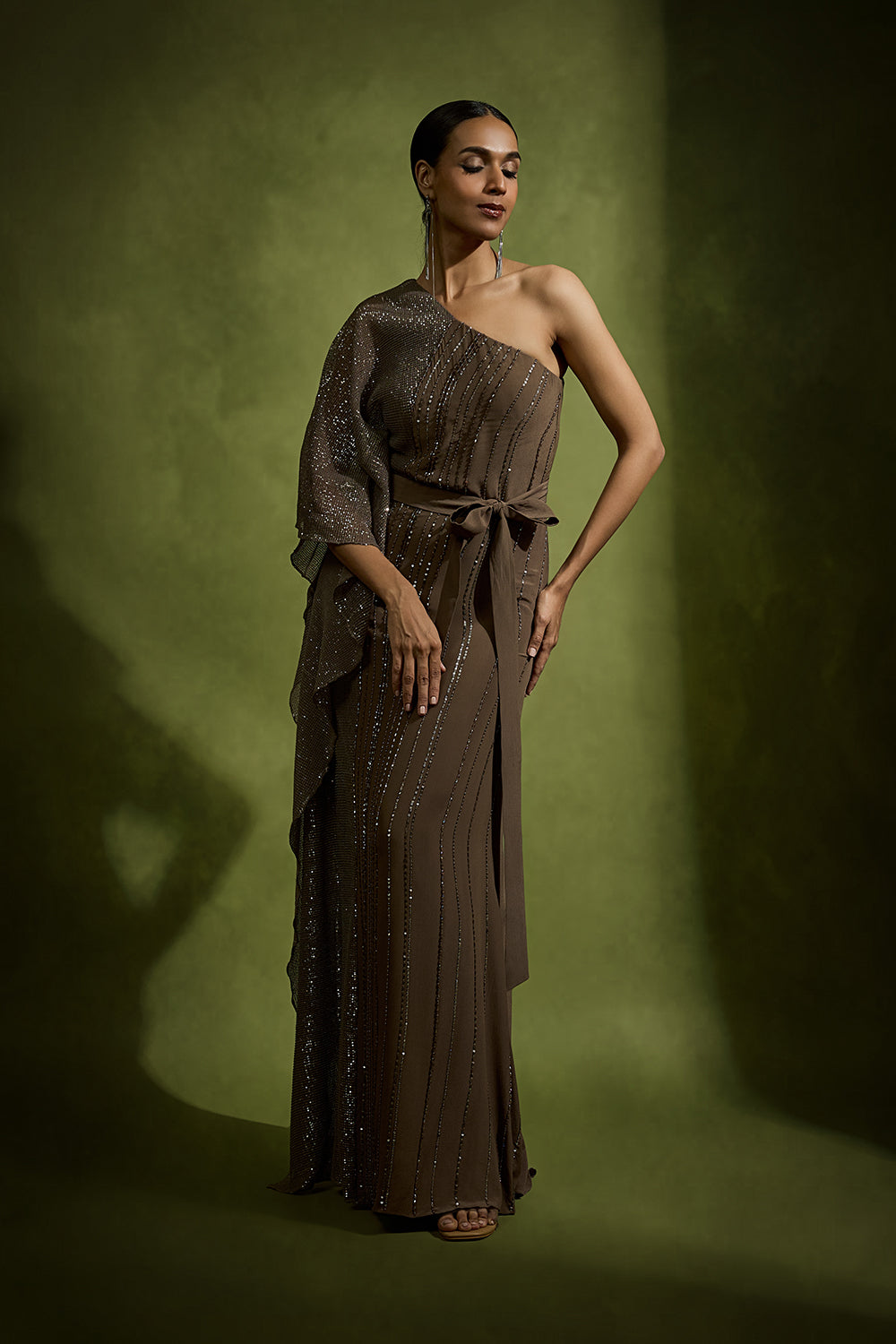 One Shoulder Kaftan Gown