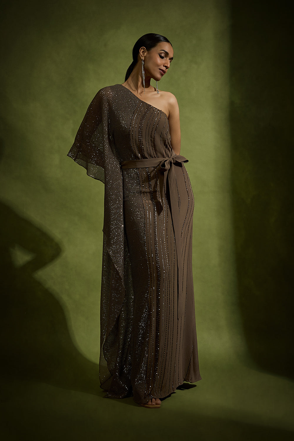 One Shoulder Kaftan Gown