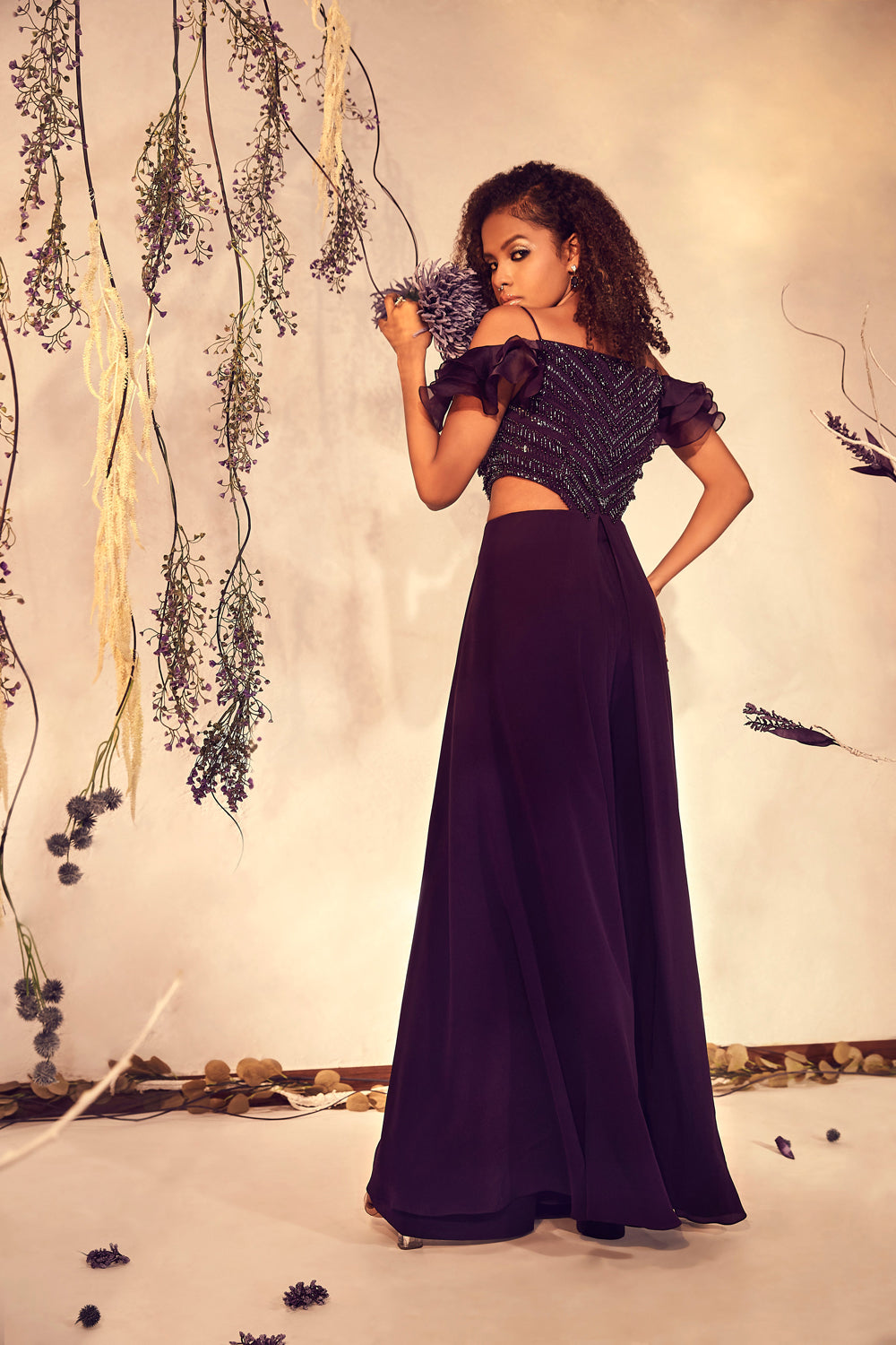 Purple Cut-Out Jumpsuit