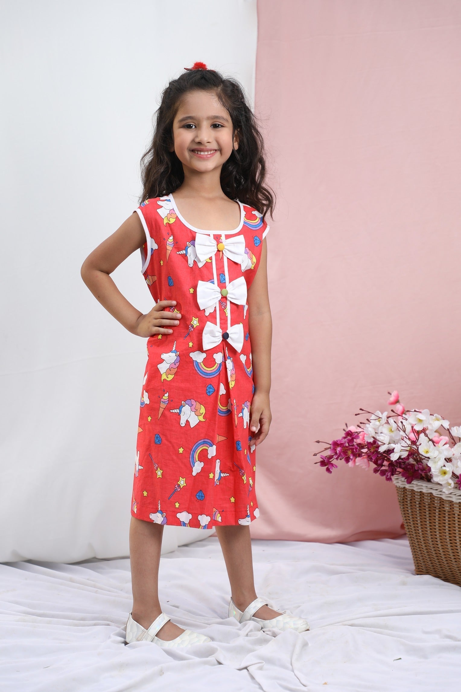 Unicorn Girls Sleeveless Cotton Dress - CuddlesClothing