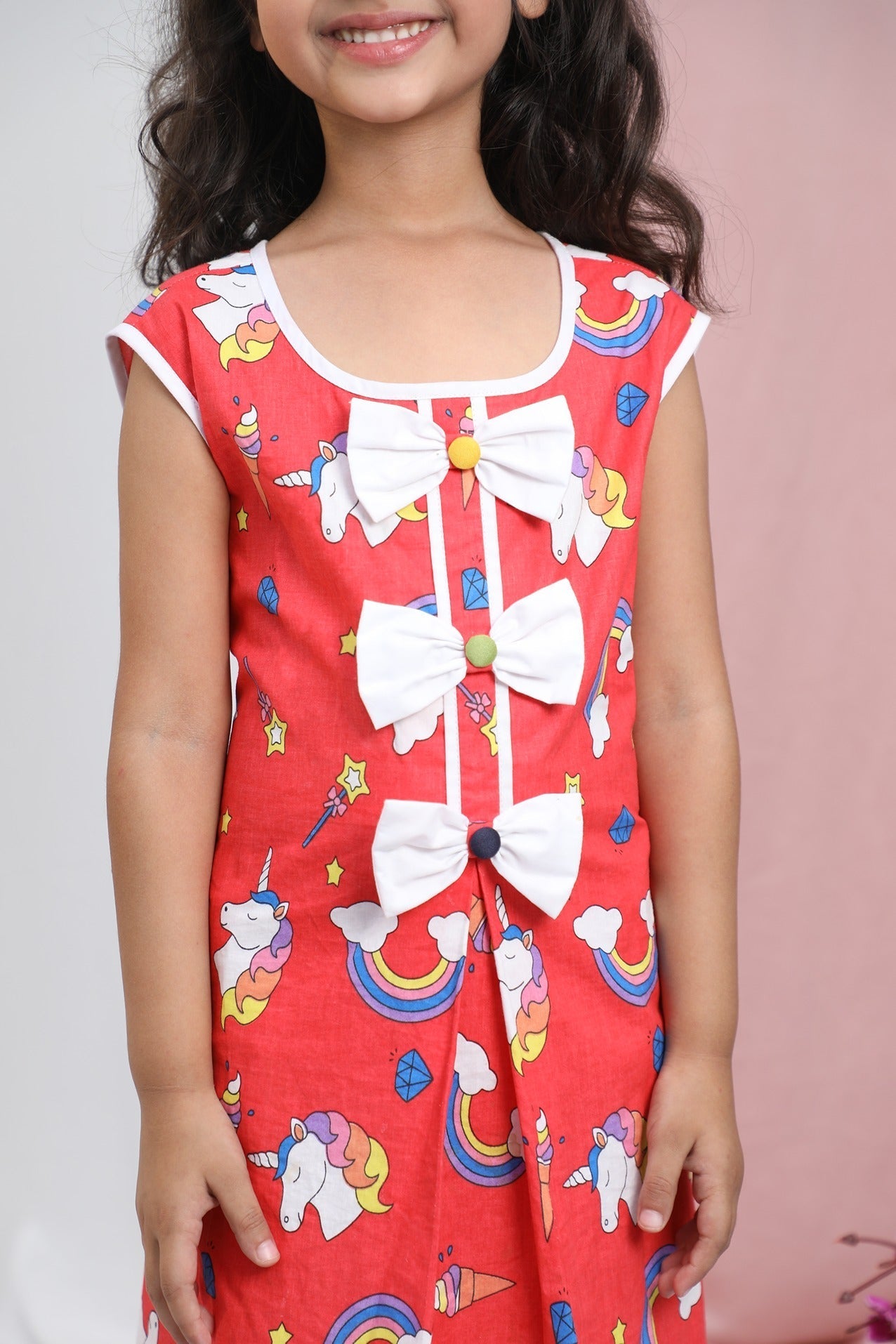 Unicorn Girls Sleeveless Cotton Dress - CuddlesClothing