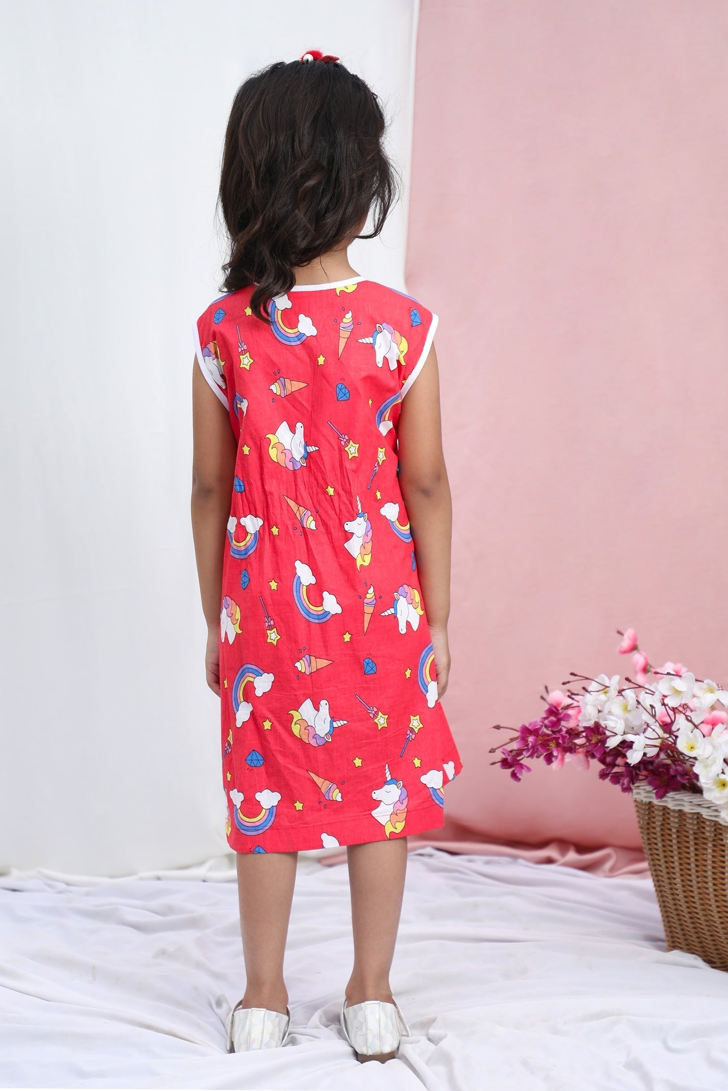 Unicorn Girls Sleeveless Cotton Dress - CuddlesClothing
