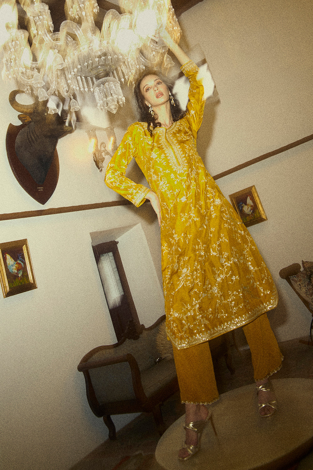 Aari Parrot Straight Cut Kurta Set