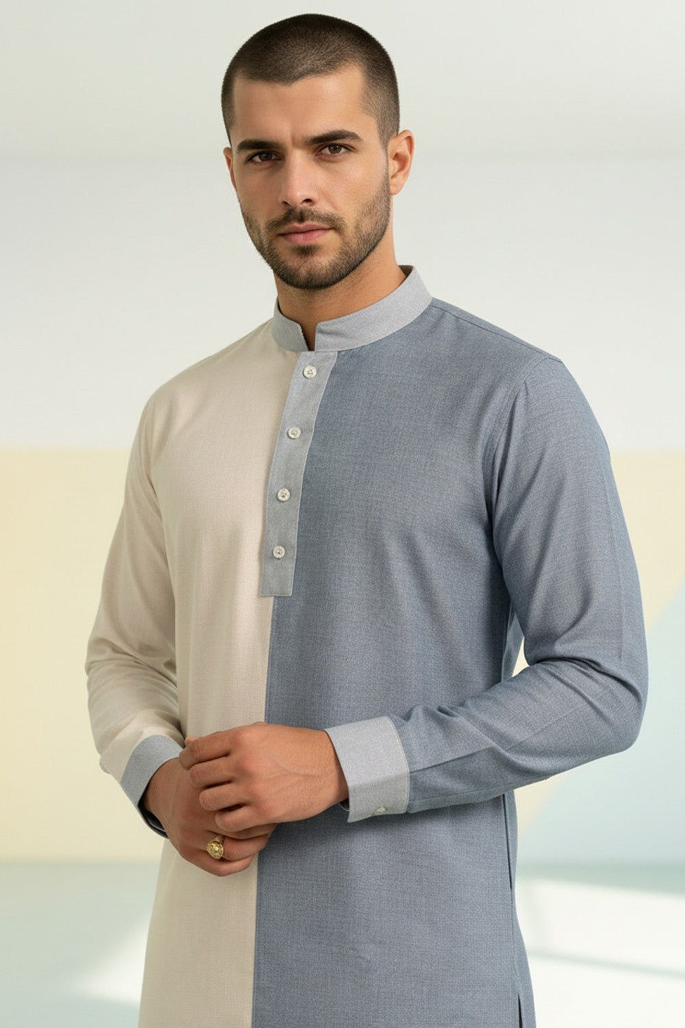 Colour Block Kurta Set - Anigo