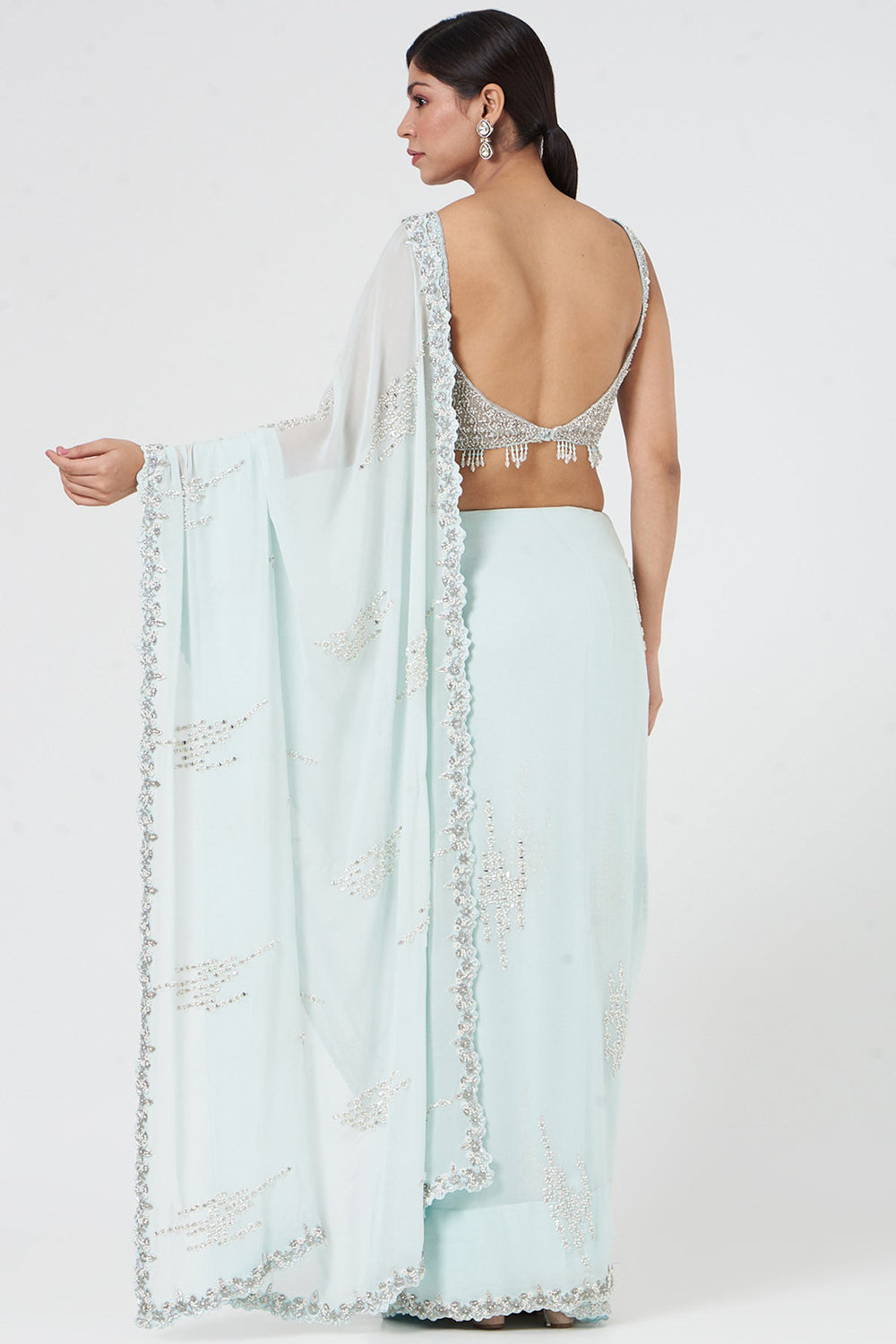 Aqua Blue Georgette Saree Blouse