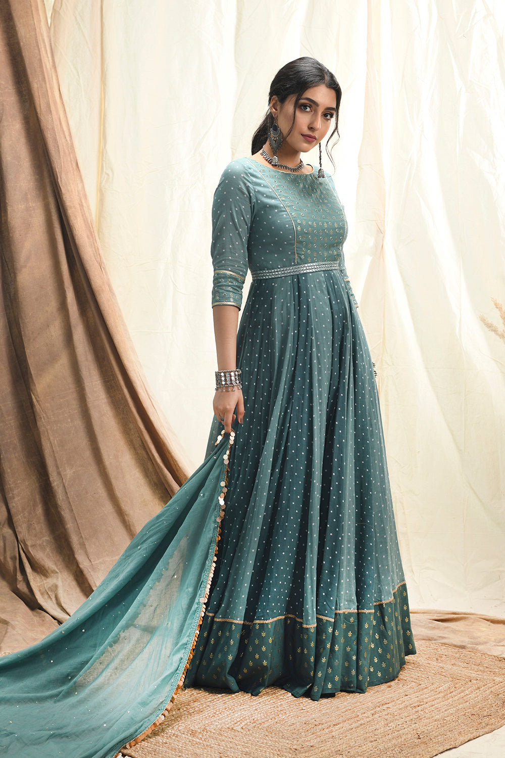 Aqua Green Anarkali Set