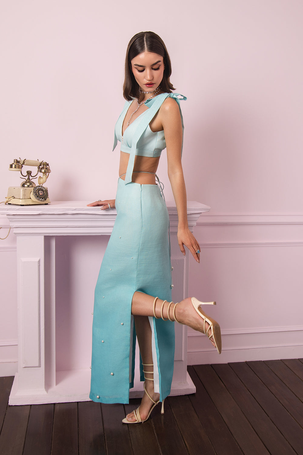 Aqua Pearl ombre Skirt set