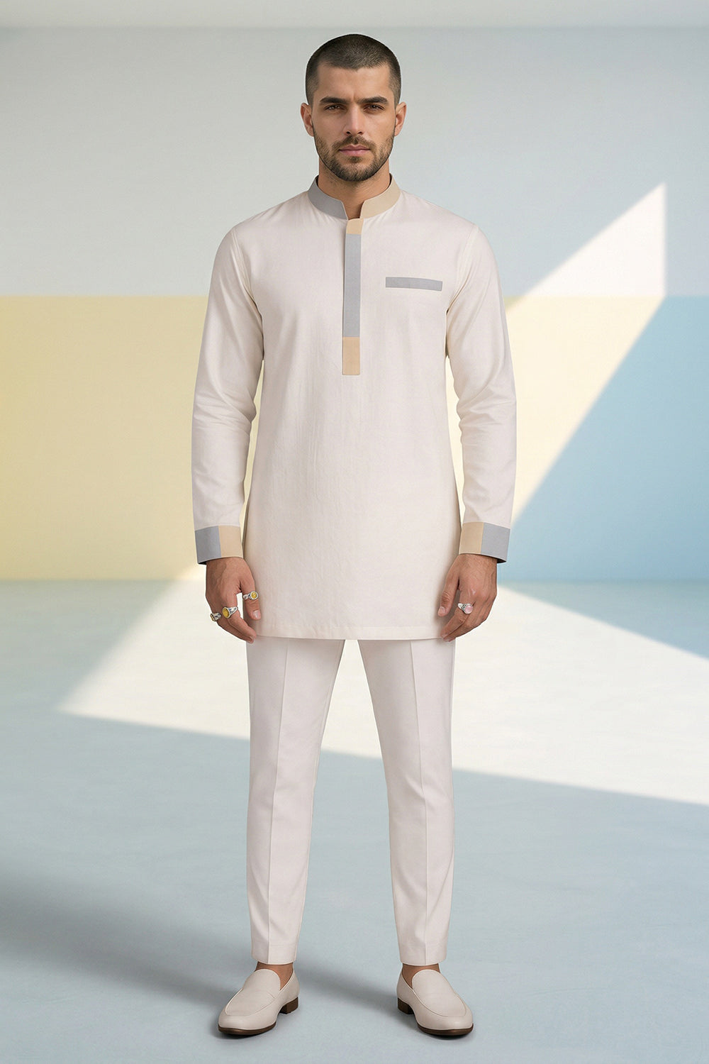 Colour Block Kurta Set - Arlo