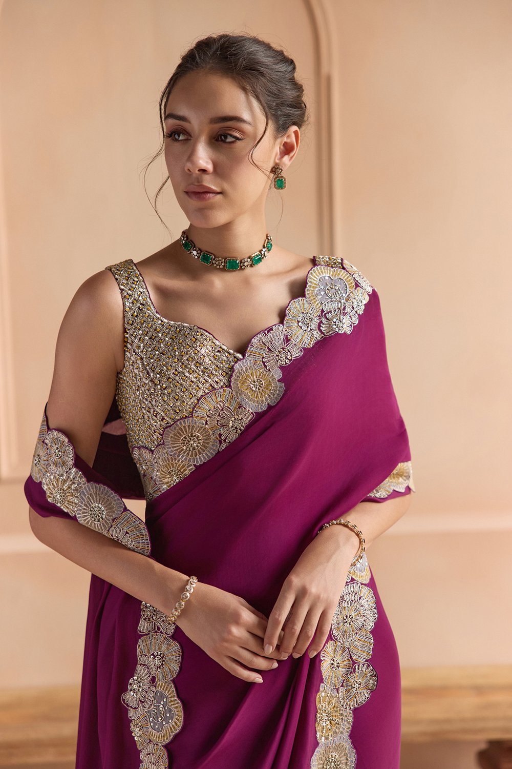 Aubergine Saree Set