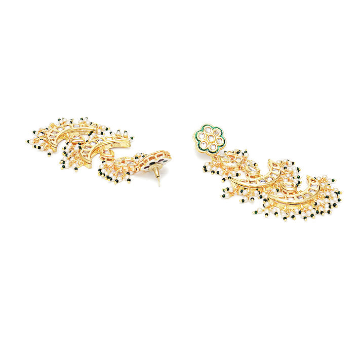 Kundan Earrings With Green Stones