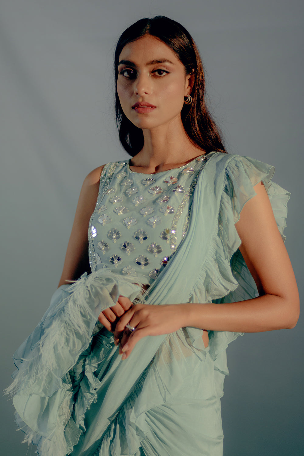 Baby Blue Saree Set