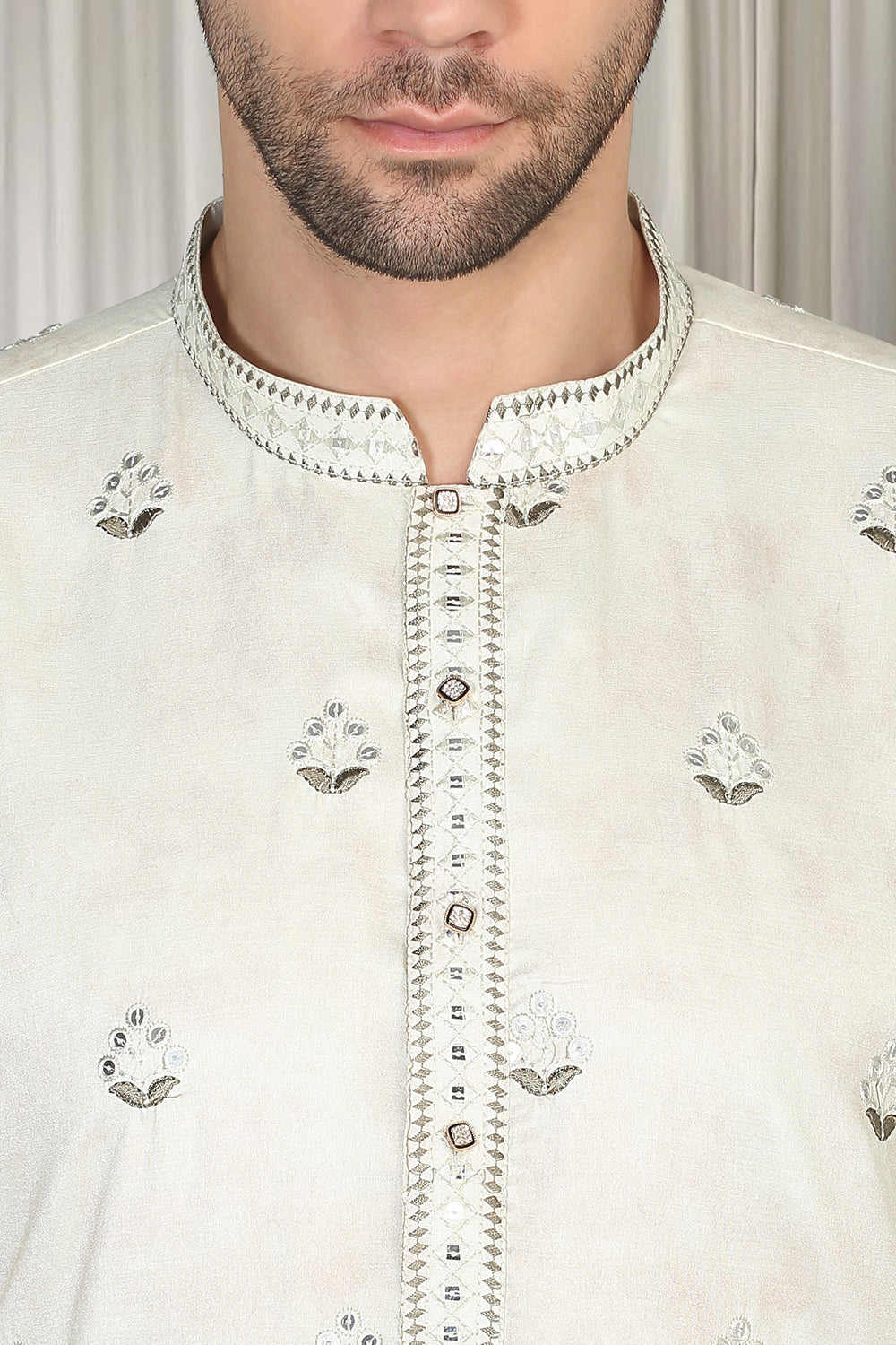 Bahaar Printed Embroidered Kurta With Back Elastic Pants