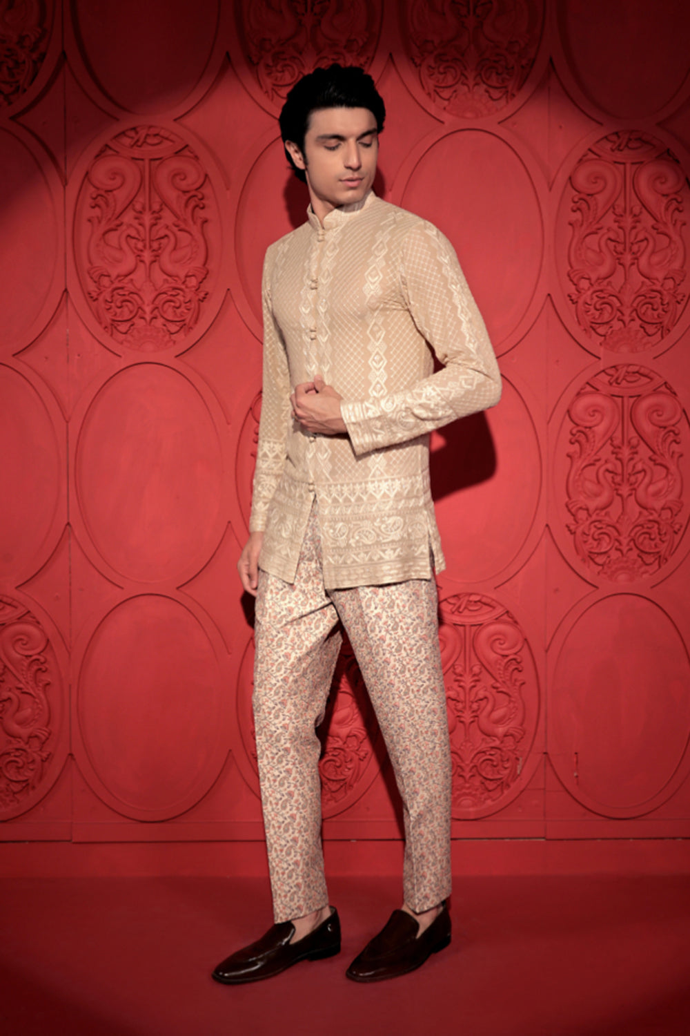 Beige Chikankari Short Kurta