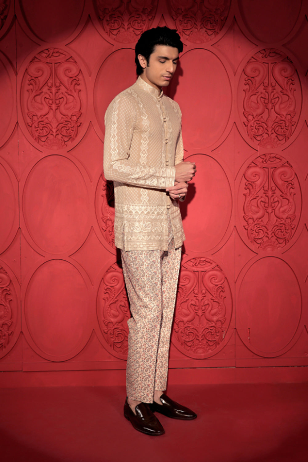 Beige Chikankari Short Kurta