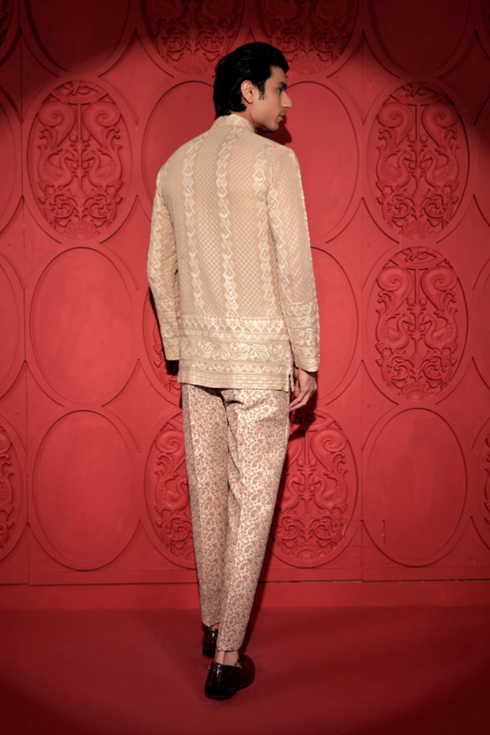 Beige embroidered Pants
